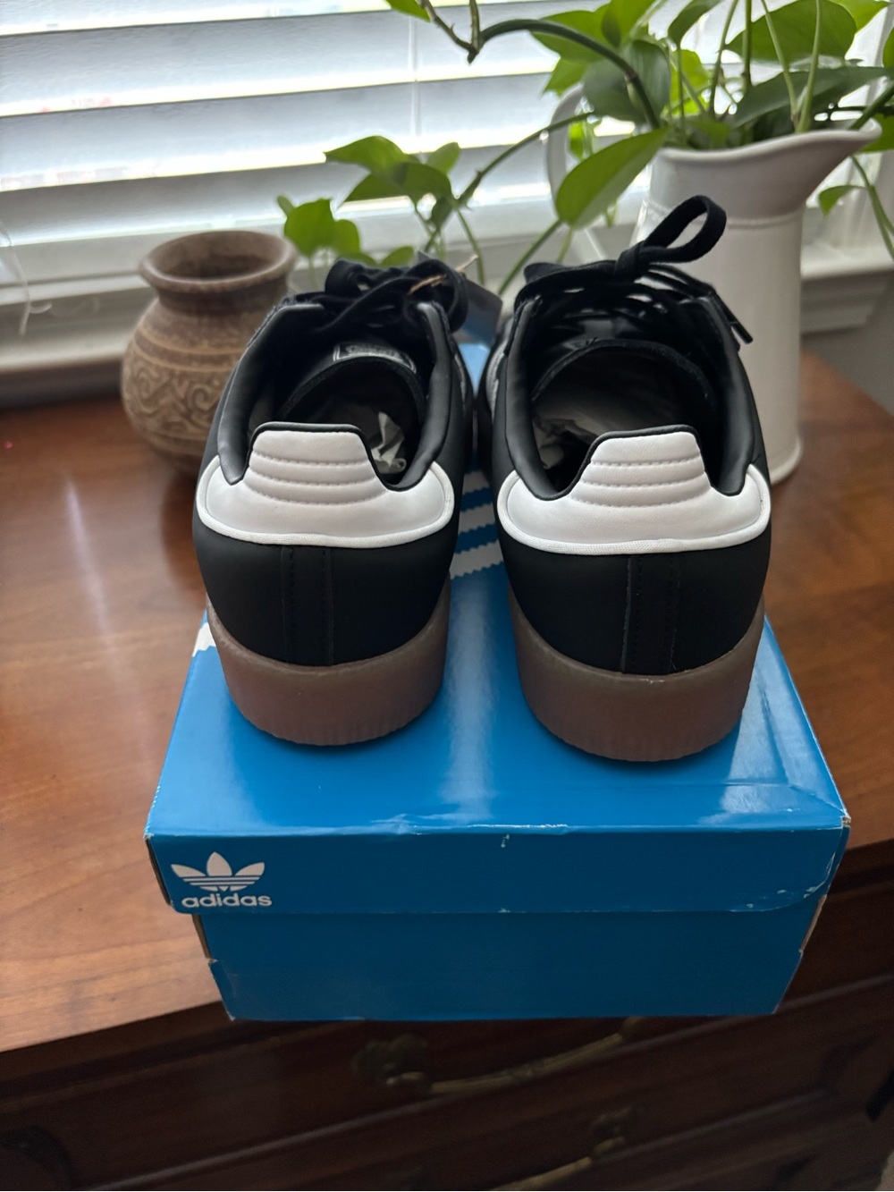 Women adidas Samba platform Black White Gum Sneakers - Picture 6 of 9